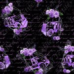 Truck et fleur mauve fond noir écriture