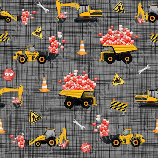 Camion construction St-Valentin fond lin gris pâle