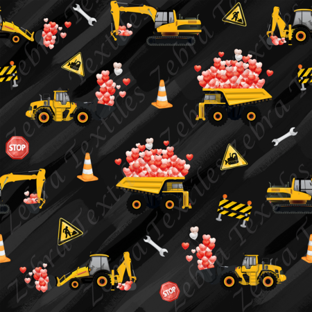 Camion construction St-Valentin fond noir ligné