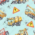 Camion construction jaune et rouge fond bleu