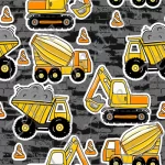 Camion construction jaune fond brique