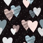 Coeur fond noir pois blanc
