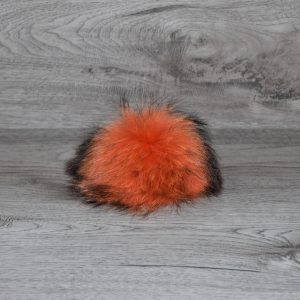 Pompon vraie fourrure orange pointe noire