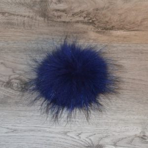 Pompon vraie fourrure bleue royale foncée