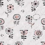 Fleur rose et grise fond gris