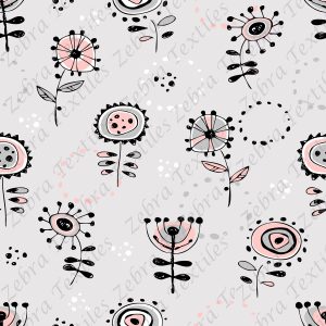 Fleur rose et grise fond gris