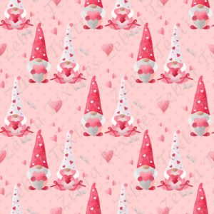 Gnome amoureux St-Valentin fond rose et étoile
