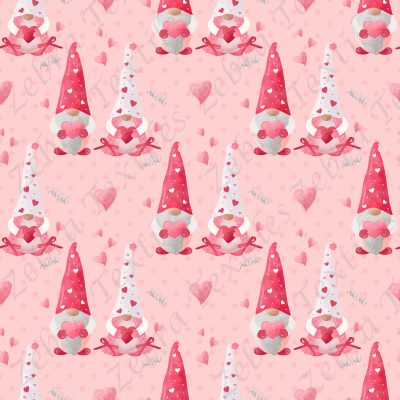 Gnome amoureux St-Valentin fond rose et étoile