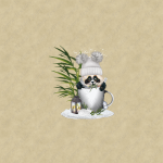 Panda et bambou fond sable