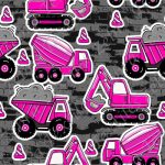 Camion construction rose fond brique