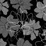 Fleur grise et contour blanc fond noir