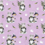Panda et guimauve fond mauve