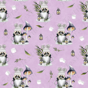 Panda et guimauve fond mauve