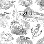 Coraux et poisson à dessiner
