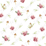 Fleur, feuillage et champi fond blanc