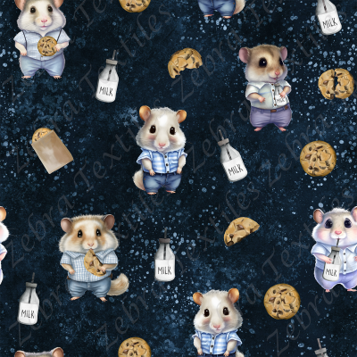 Hamster et biscuit fond bleu
