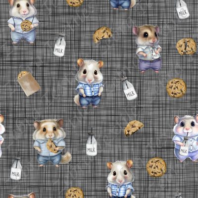 Hamster et biscuit fond lin gris moyen 2