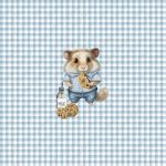 Hamster mange un biscuit fond bleu