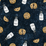 Lait et biscuit fond bleu