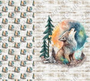 Loup hurlant à la lune fond grunge Panneau doudou