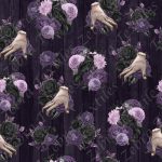 Main horrifique sans crâne fond planche mauve