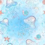 Méduse fond bleu