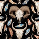 Skull et plume bleue