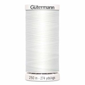 Fil de polyester tout usage Gutermann 250m nouveau blanc