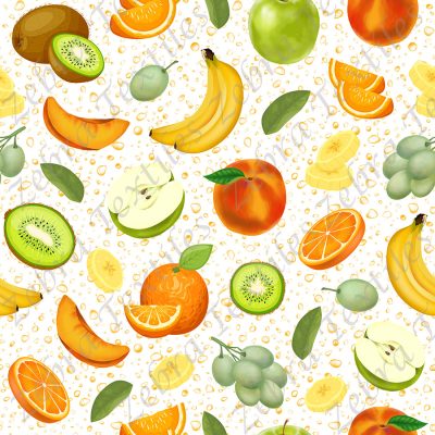 Fruit vert et orange fond blanc