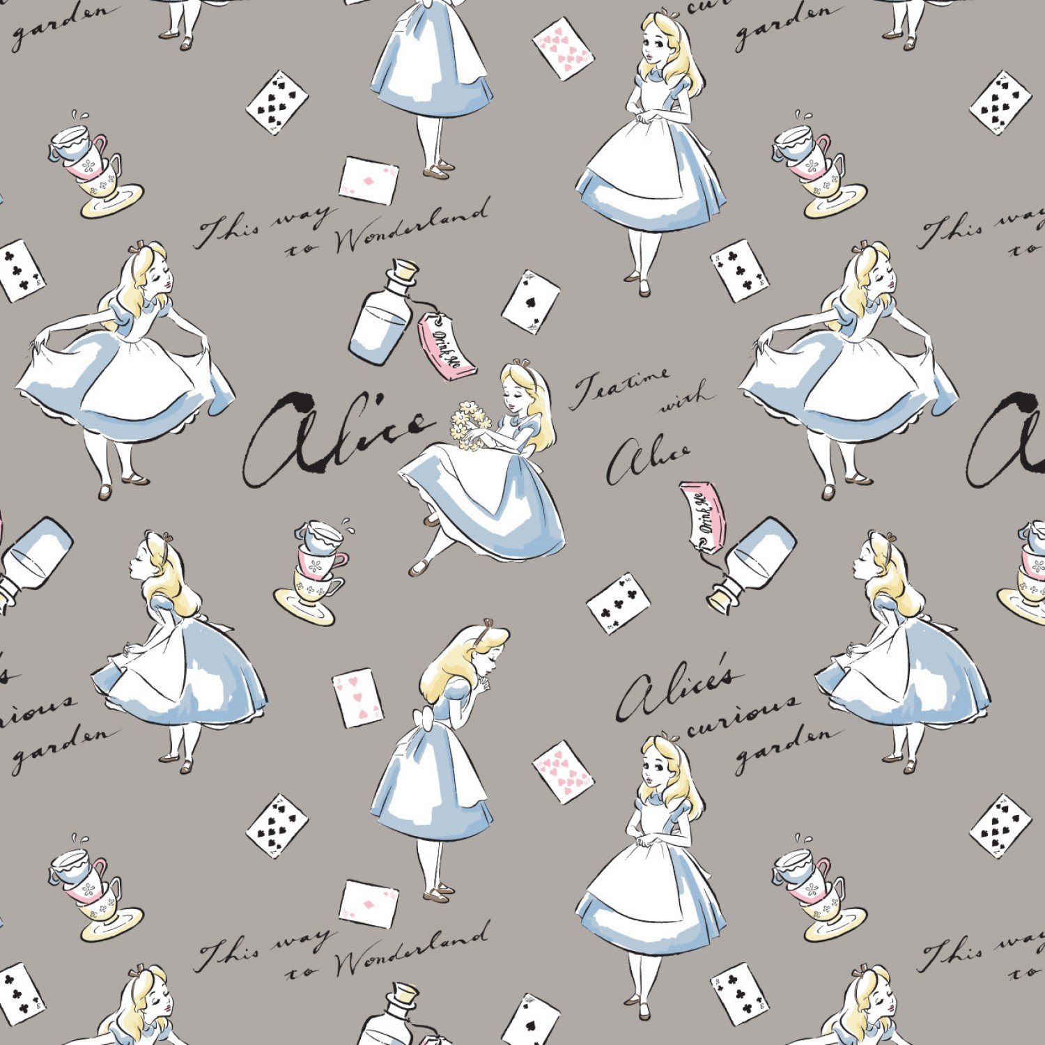Alice fond gris 100% coton Camelot Fabrics