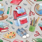 Article scolaire fond gris