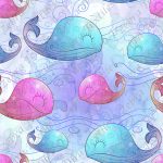 Baleine bleue et rose fond splash