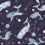 Baleine dans l'espace fond marine