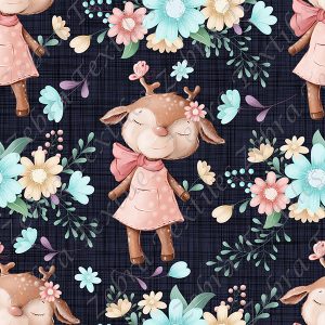 Chevreuil mignon robe rose fond