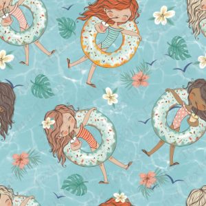 Fille dans l'eau en été