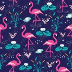 Flamant rose et nénuphar fond marine