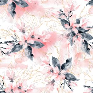 Floral rose et or fond blanc