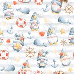 Gnome marin fond rayé gris