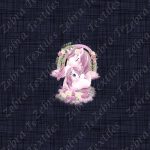 Licorne et arc-en-ciel fleur fond lin marine