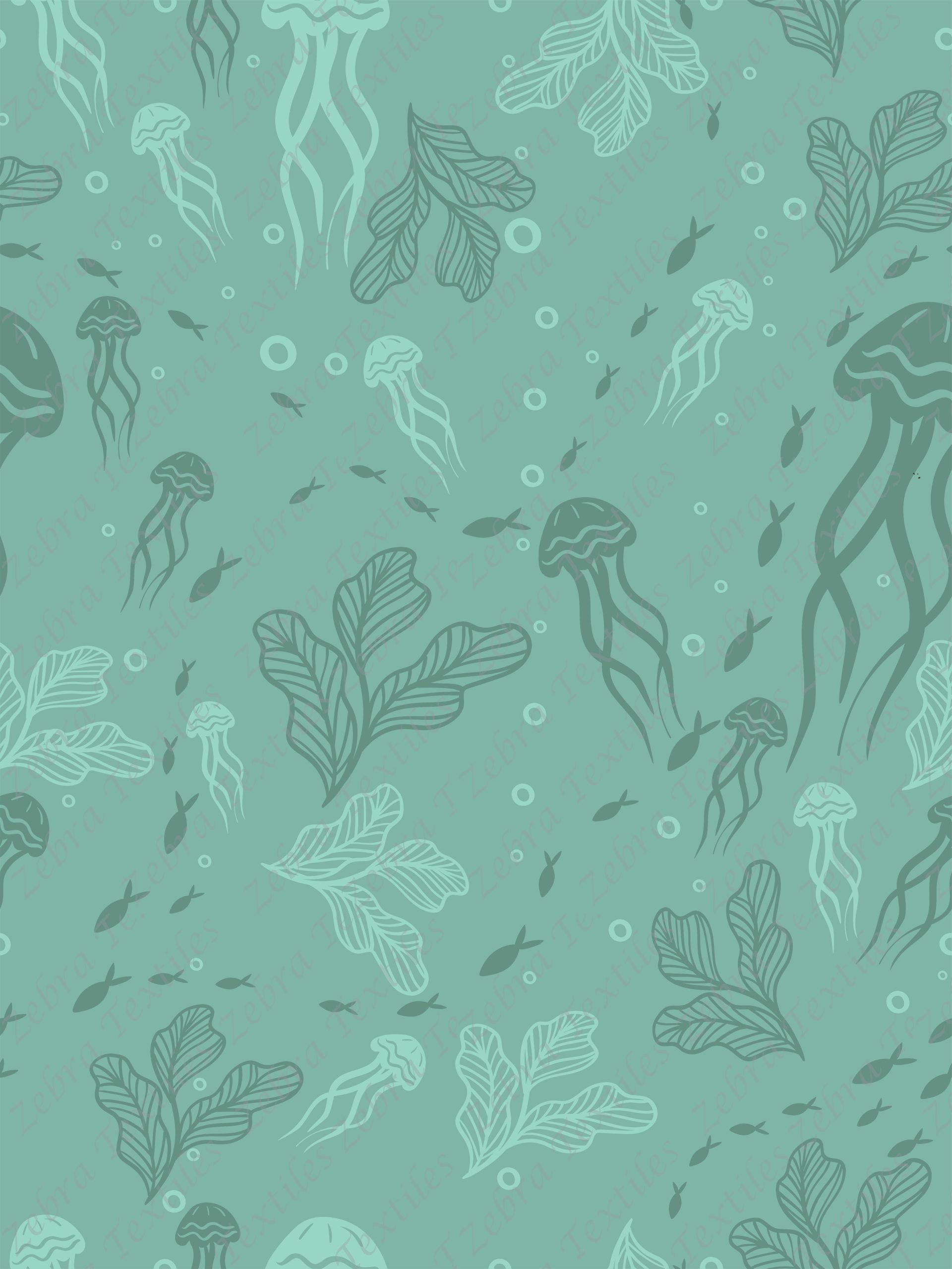 Méduse dans la mer fond aqua