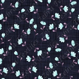 Petite fleur bleue fond lin marine