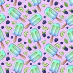 Popsicle au bleuet et kiwi fond mauve
