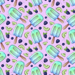 Popsicle au bleuet et kiwi fond mauve