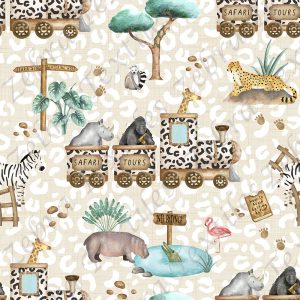 Safari en train fond beige