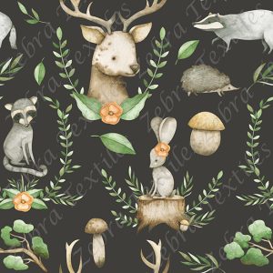 Animaux de la forêt et champignon fond gris
