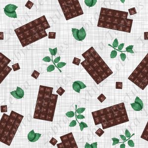 Barre de choco et menthe fond lin gris blanc