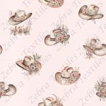 Chapeau de cowboy et fleur fond rose