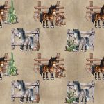 Cheval brun et gris fond brun