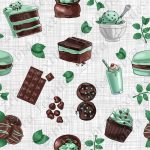 Chocolat et menthe fond lin blanc et gris