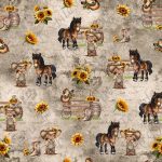 Fille cowboy et tournesol fond beige grunge